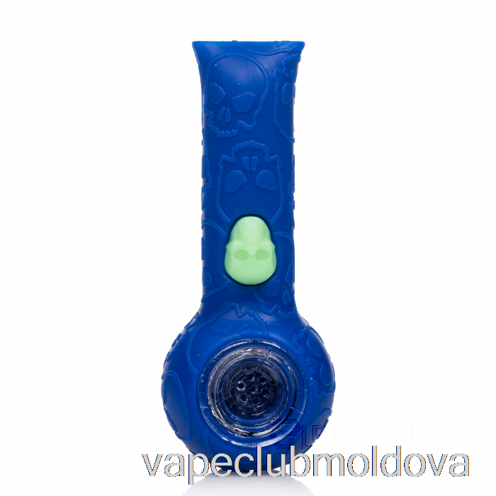 Vape Mod Stratus Silicon Craniu țeavă De Mână Navy / Uv Bee (albastru / Uv Verde Albină)